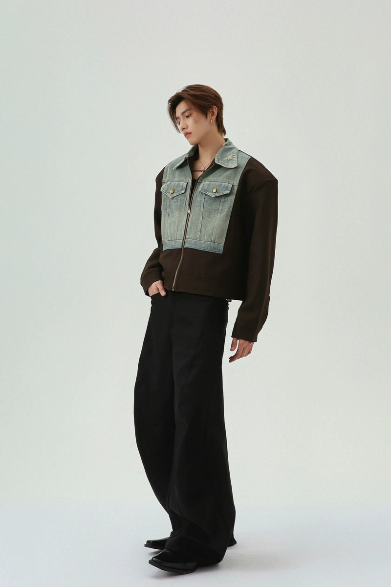 Color Block Vintage Denim Jacket