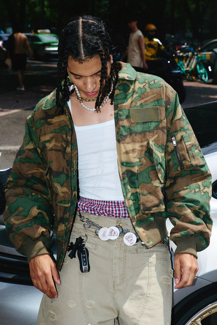 Military Green Patchwork MA2 Jacket