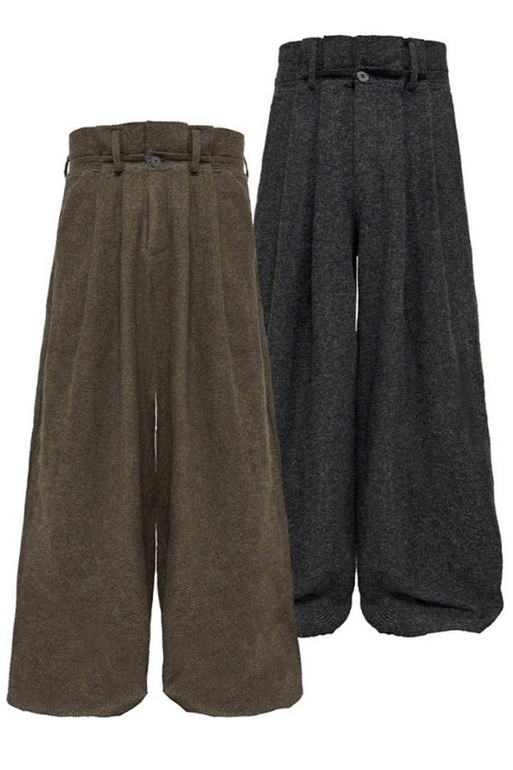 Wool Pleated Origami Pants