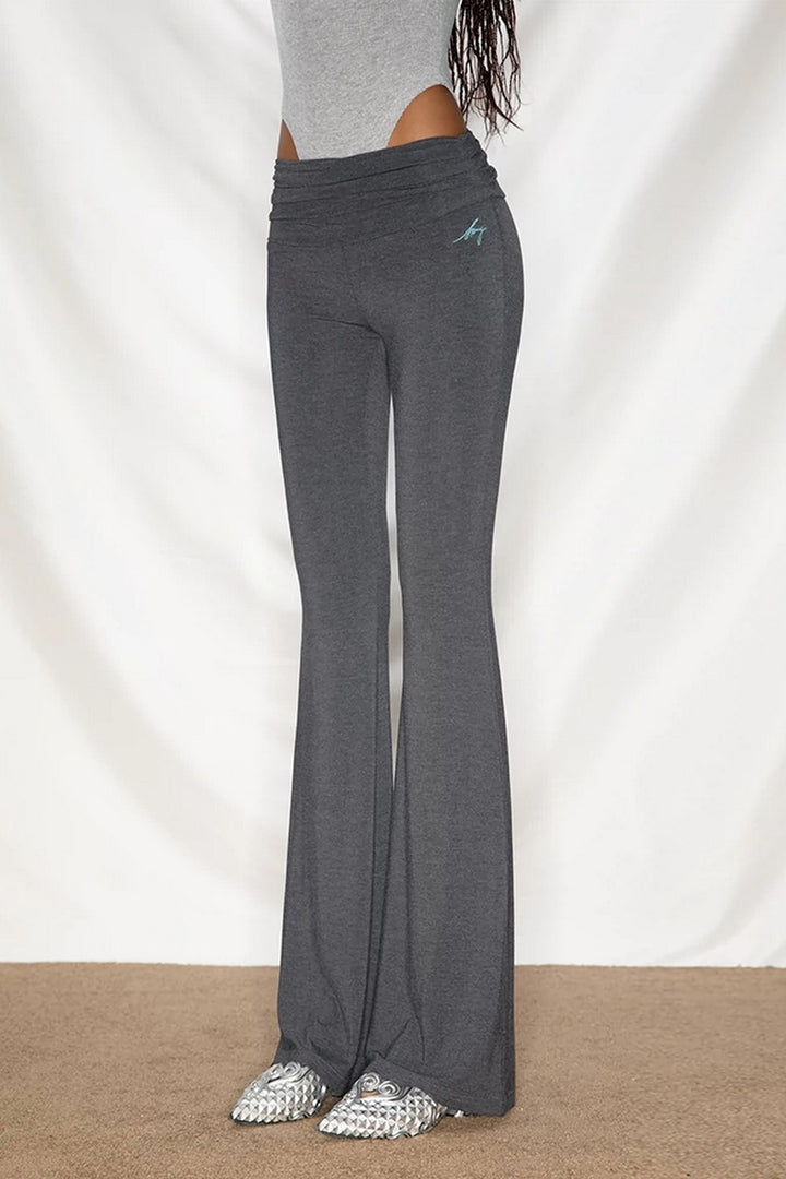 Low-Waist Ruched Flare Pants