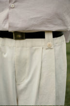 Wrinkle-Resistant Pleated Relaxed Trousers