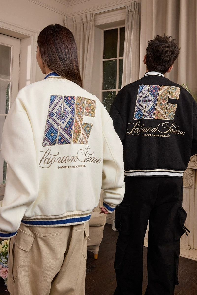 Tribal Script Patch Baseball Jacket