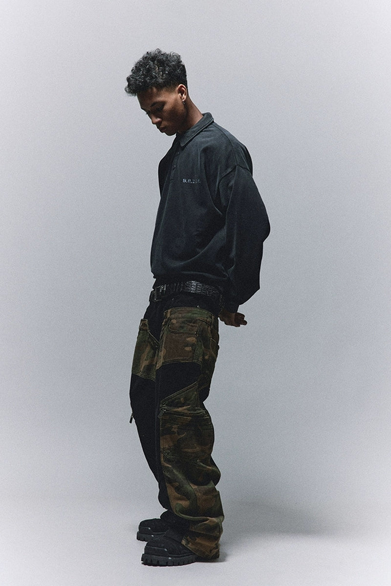 Camo Patchwork Wide-Leg Cargo Pants – Copping Zone