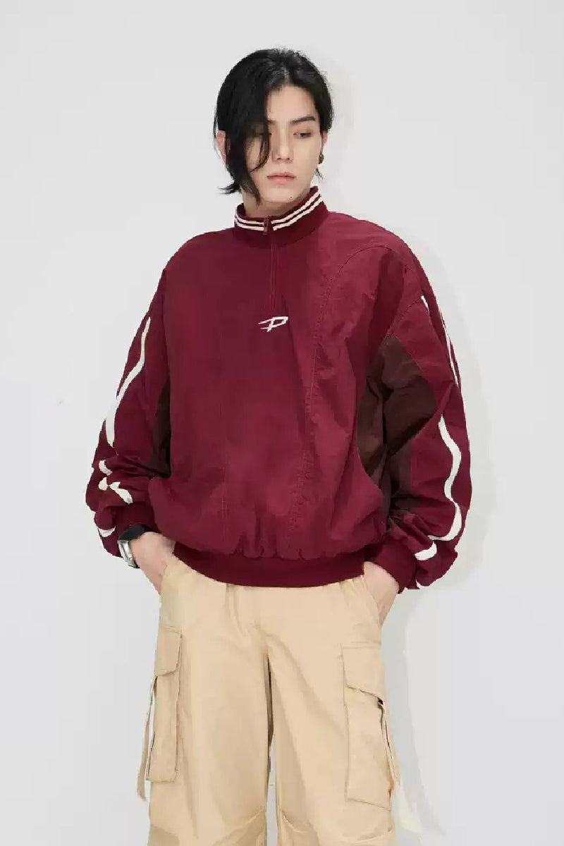 Vintage Red Colorblock Windbreaker