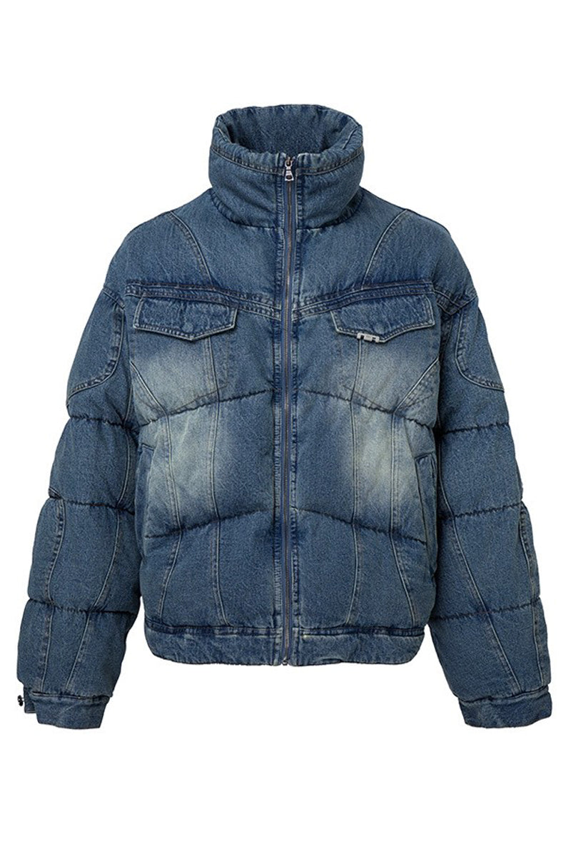 Washed Denim Puffer Jacket