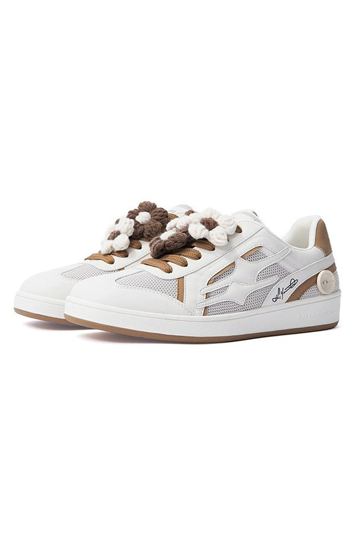 White Mocha Unisex Retro Low Top Trainers