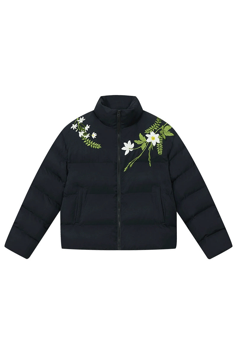 Floral Embroidered Down Jacket