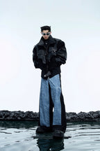 Colorblock Patchwork Denim Trousers