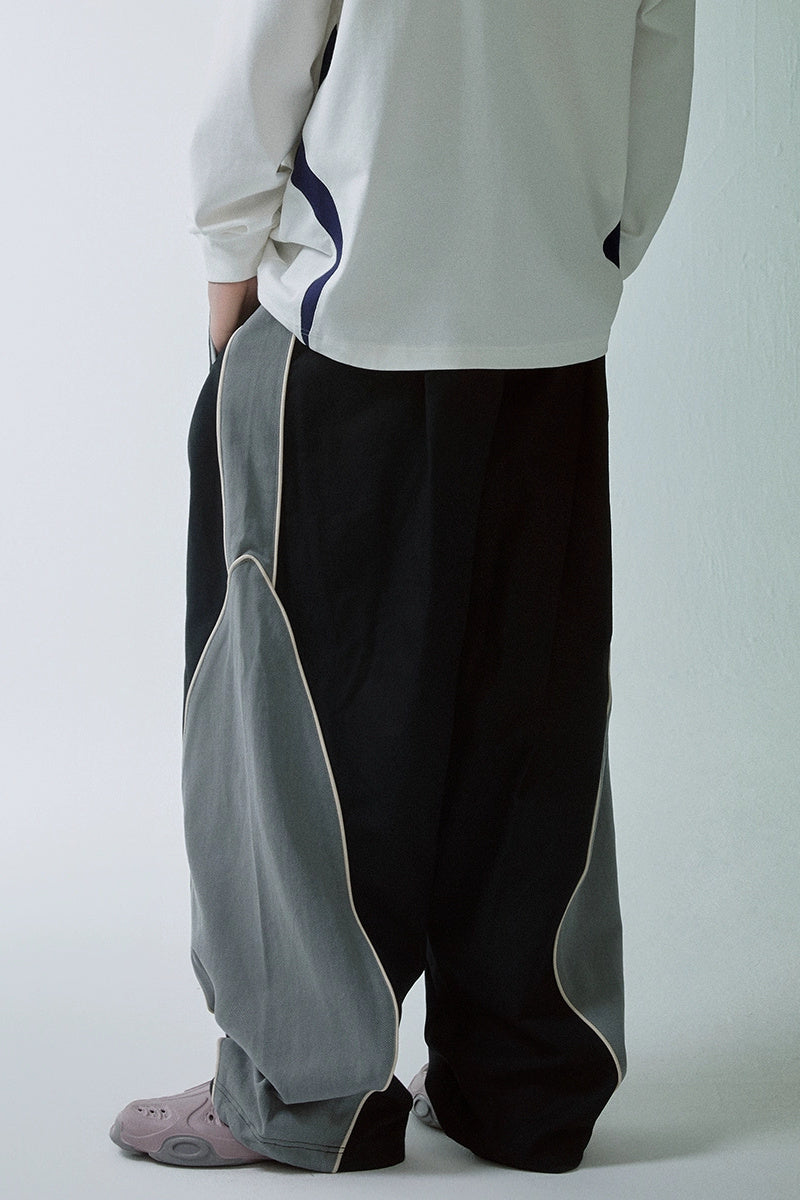 Colorblock Knit Wide-Leg Pants