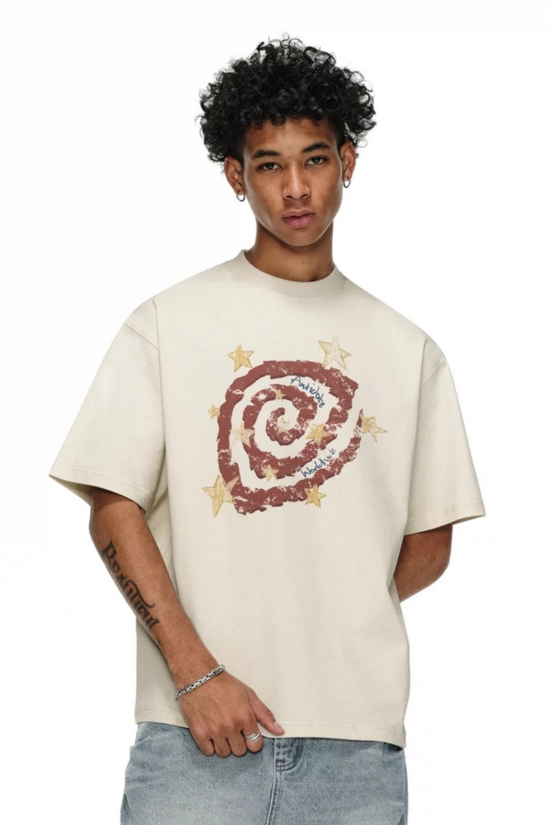 Psychedelic Swirl Star Print T-Shirt