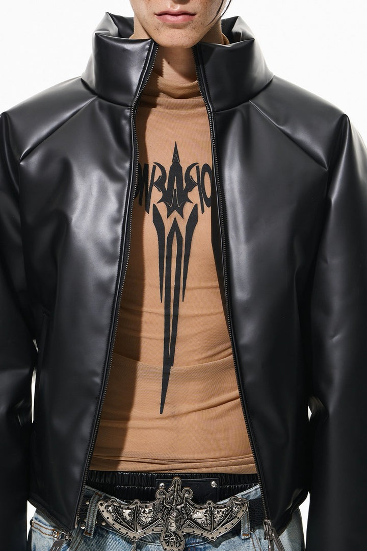 Glossy Raglan Zip Cotton Jacket