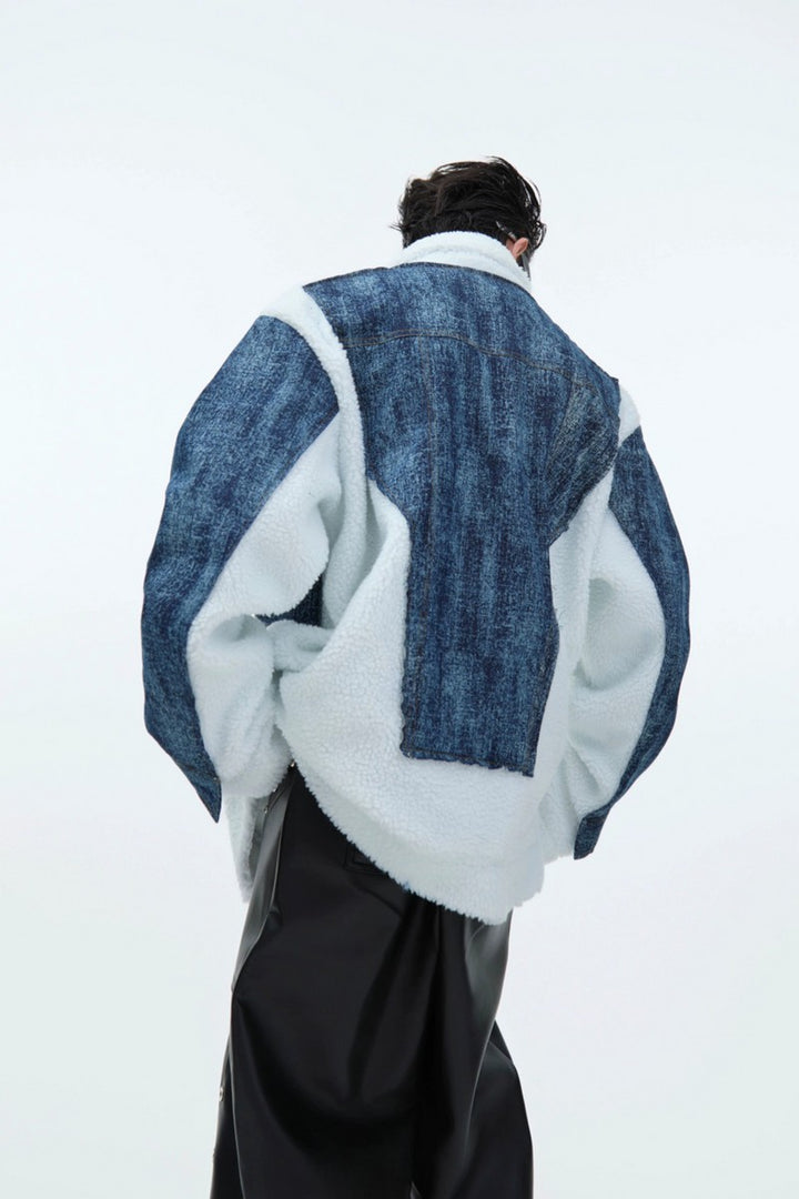 Sherpa Lined Denim Layered Jacket