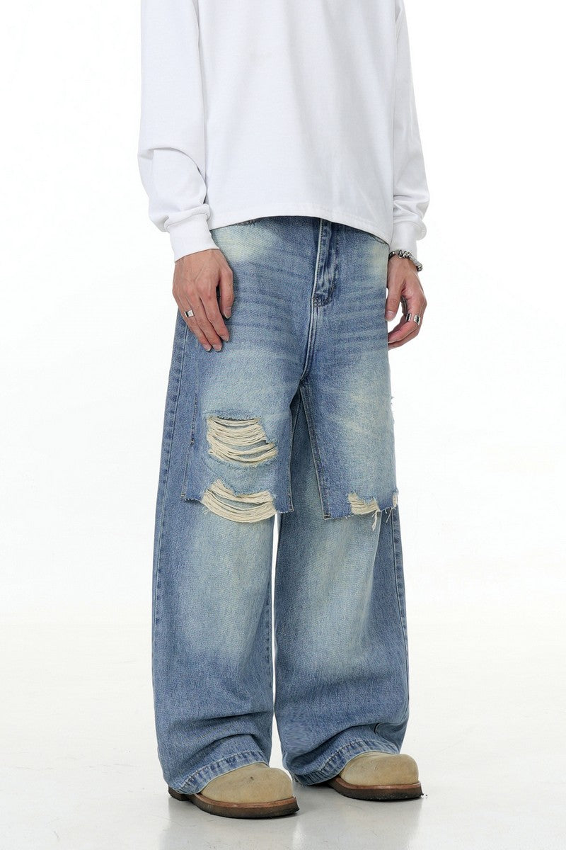 Distressed Patchwork Jeans