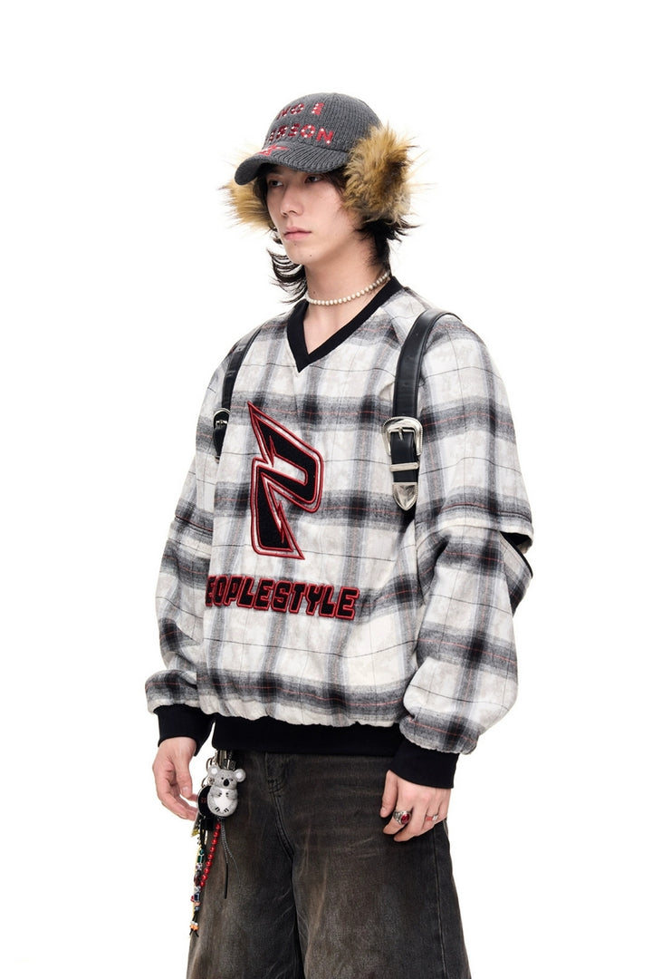 Plaid Fleece Detachable Warm Jacket