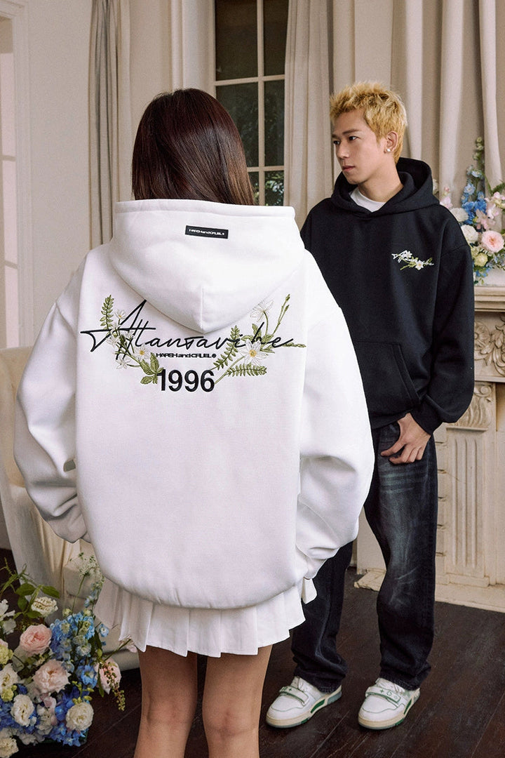 Floral Wreath Embroidered Hoodie