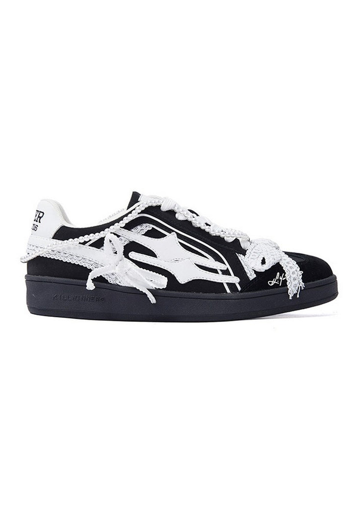 Pearl Black Unisex Retro Low Top Trainers