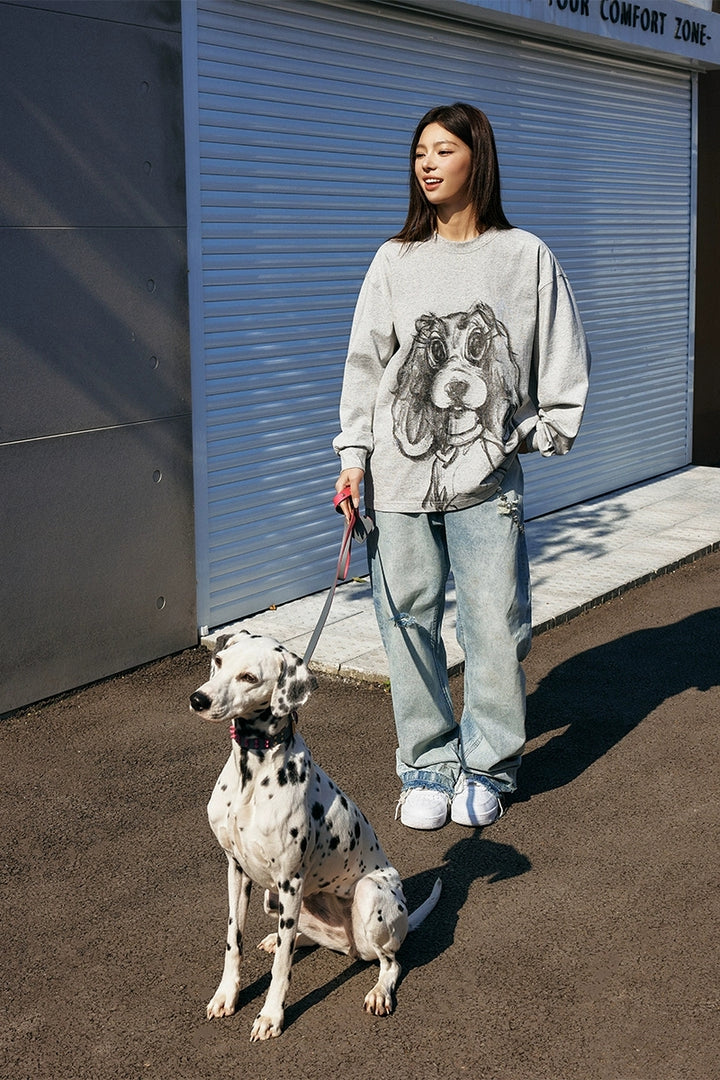 Hand-Drawn Dog Loose Fit Tee