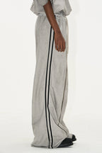 Washed Badge Pleated Jogger Pants