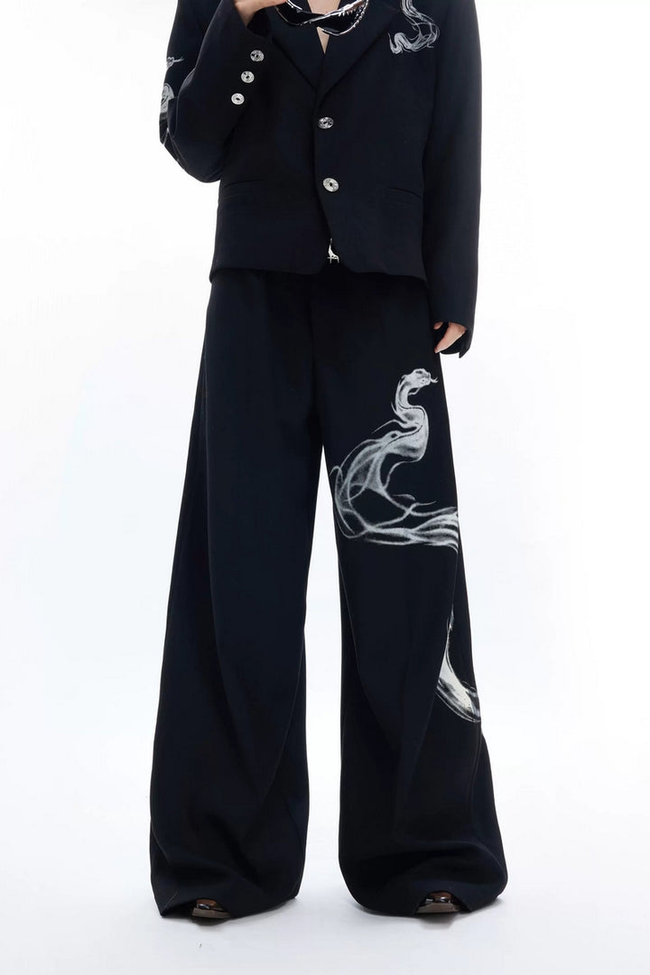 Snake Pattern Relaxed Trousers