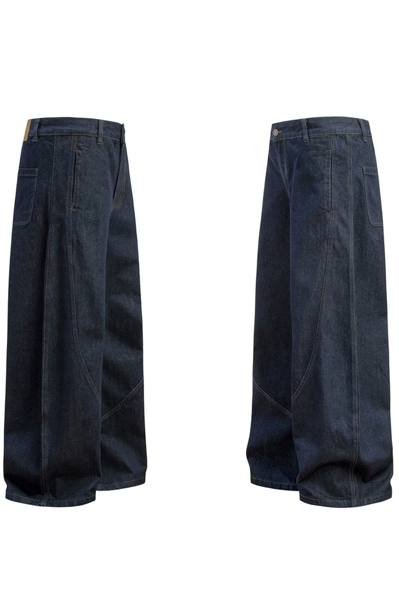 【DISCERNMENT】Capital Diagonal Zipper Raw Denim Pants CLOUT COLLECTION ™️ | Structured Edge Denim Jeans with Side Zip