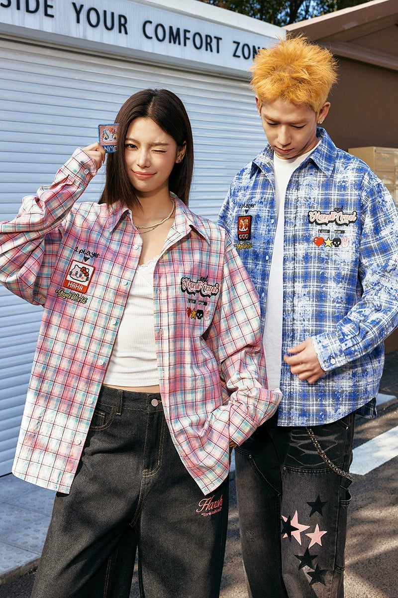 Mosaic Patchwork Plaid Shirt Jacket