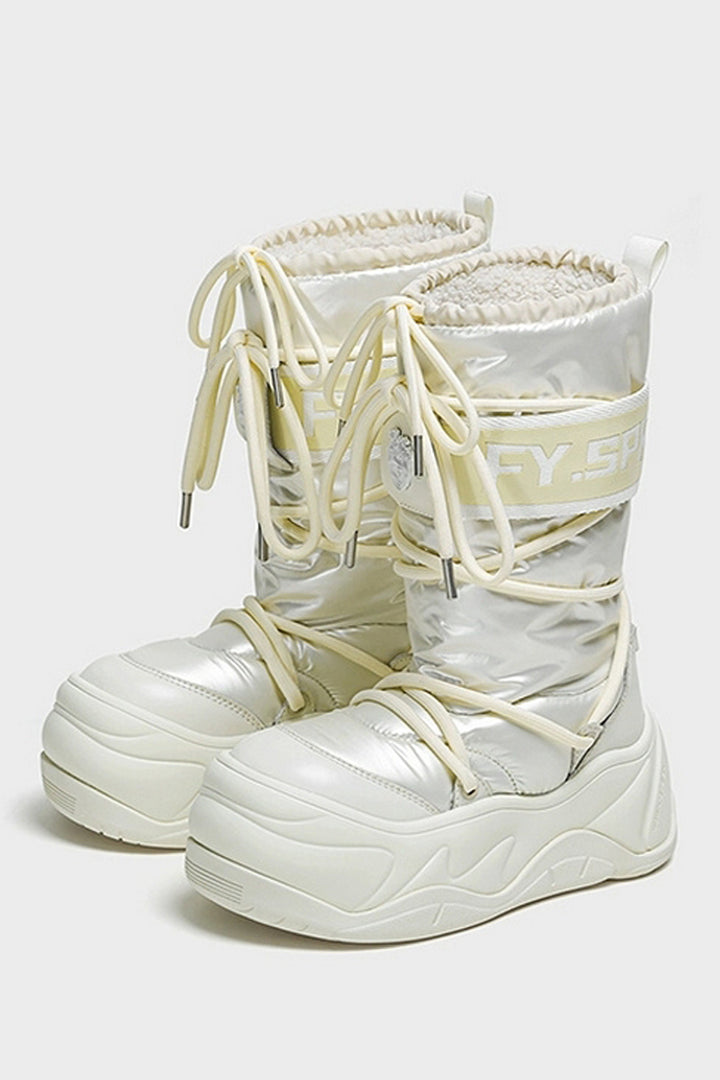 Pearl White Waterproof Snow Boots