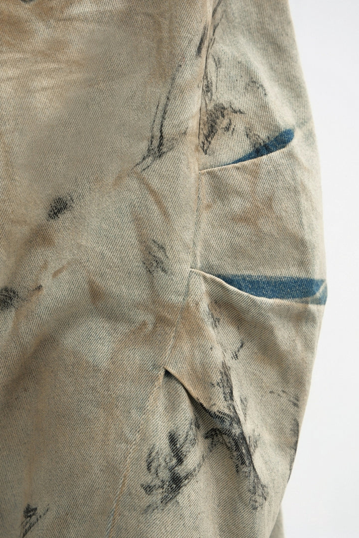 Heavy Wash Mud-Dyed Wide Jeans