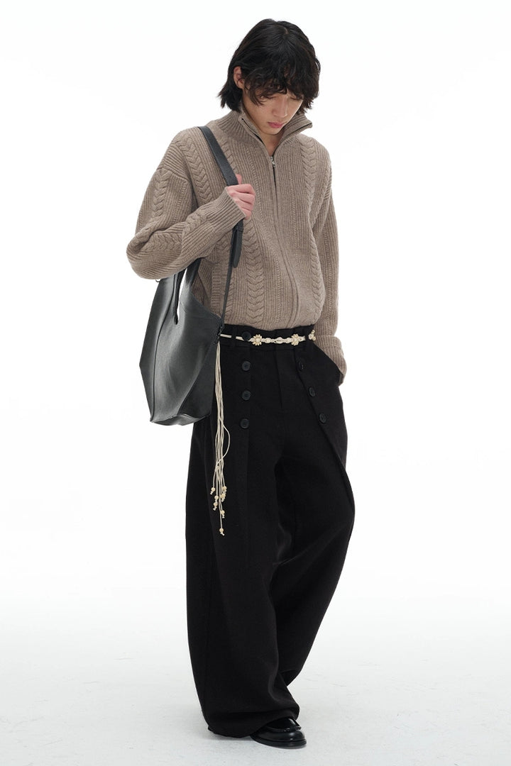 Buttoned Wool Trousers