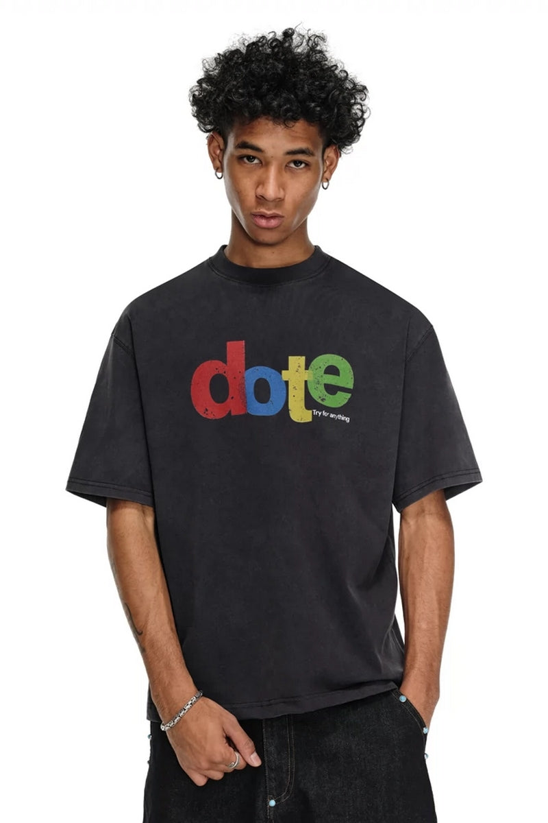 Distressed Dote Logo Print T-Shirt