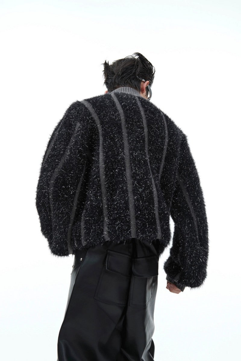 Faux Mink Turtleneck Short Knit Sweater