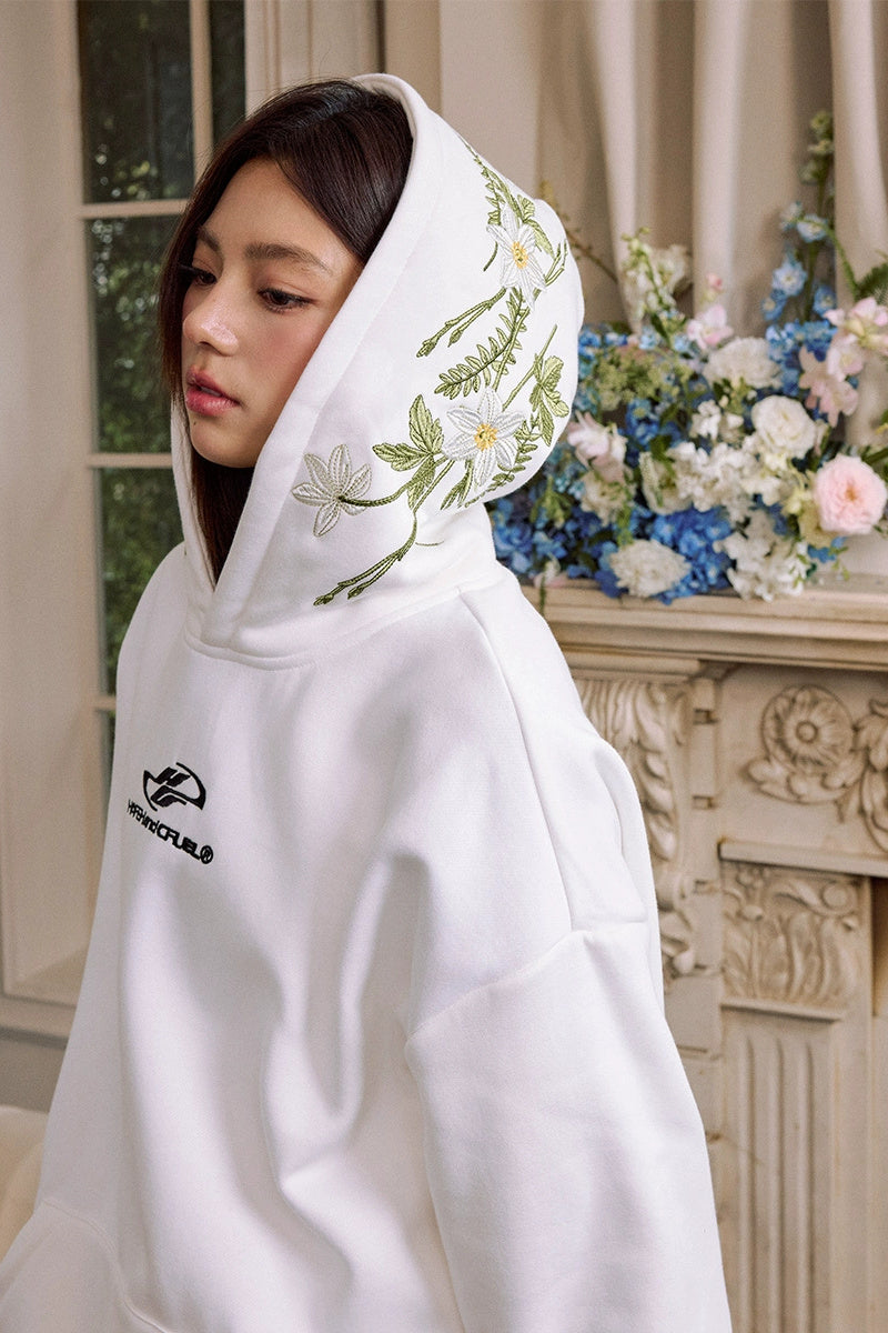 Green Floral Embroidered Hoodie