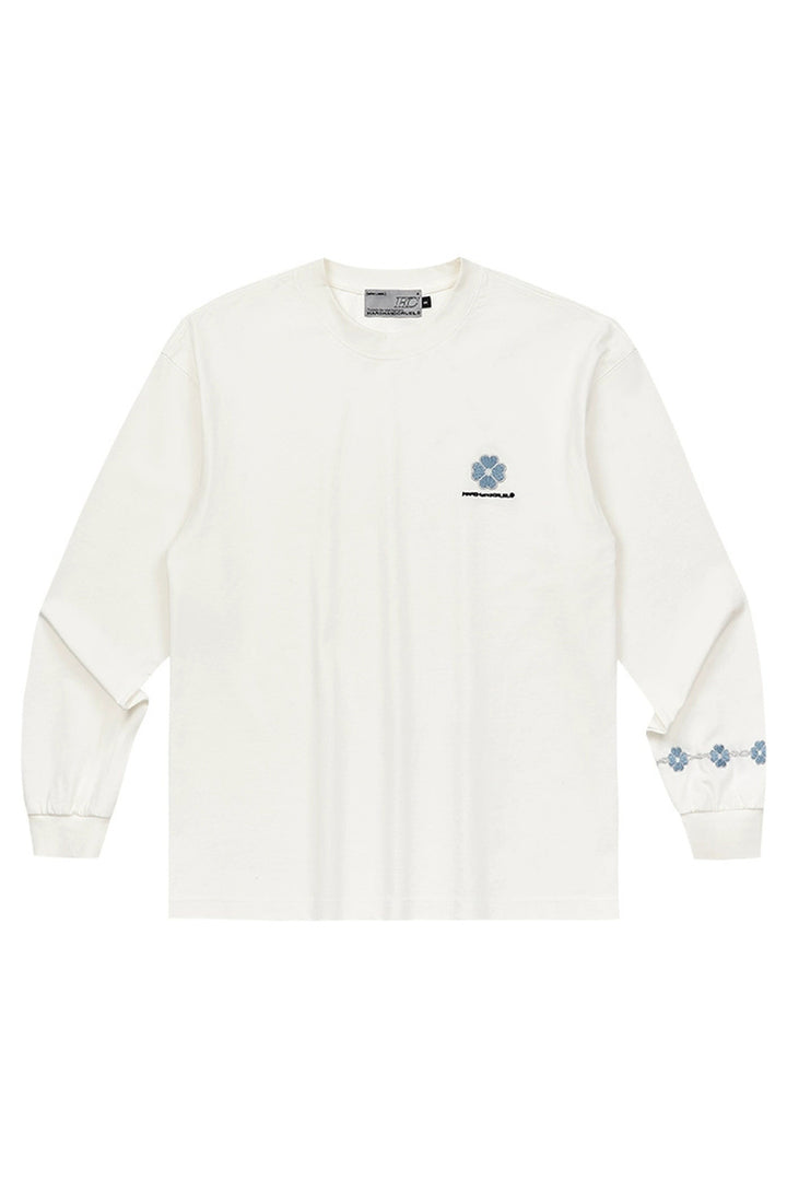 Clover Embroidery Long Sleeve Tee