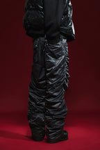 Wrinkled Straight-Leg Zipper Pants