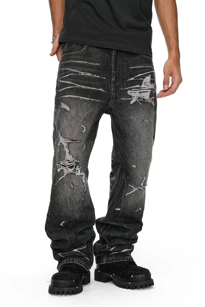 Distressed Stacked Flare Jeans