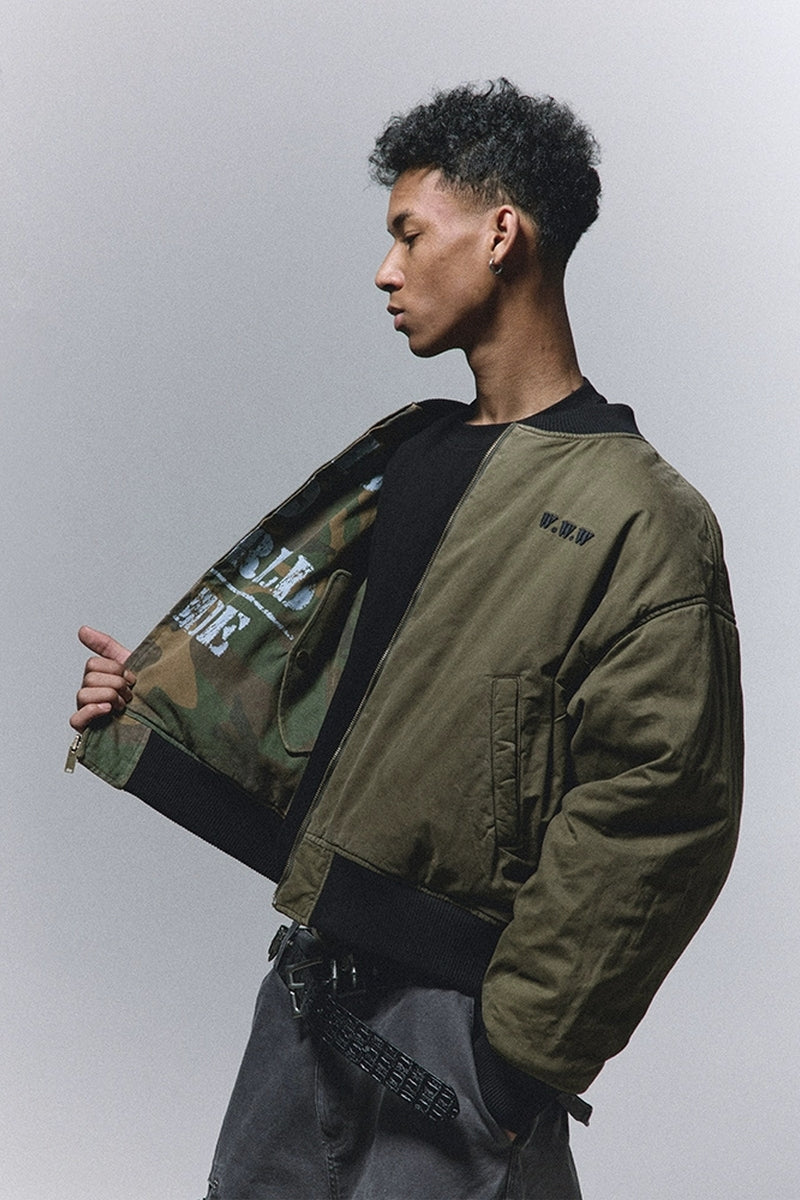 Reversible Camo Padded Bomber Jacket