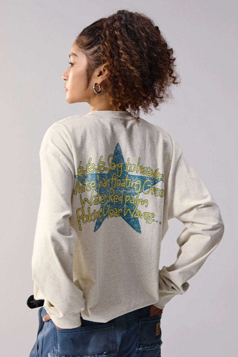 Retro Print Loose Long Sleeve Tee