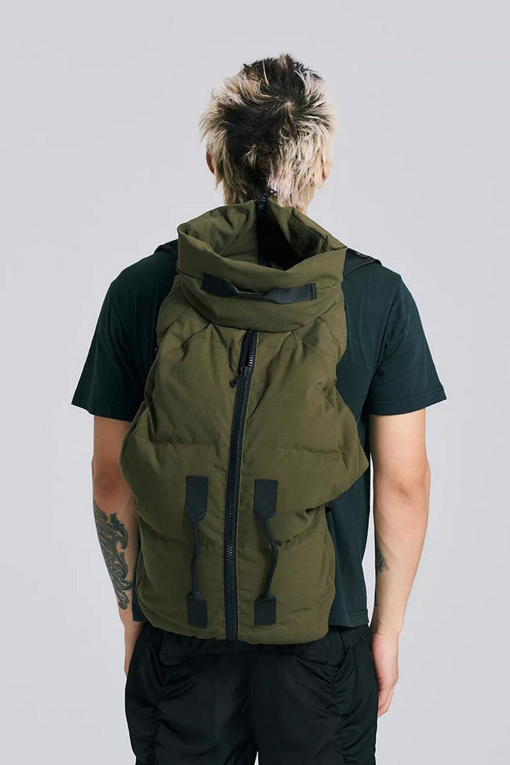 Convertible Military Green Puffer Vest