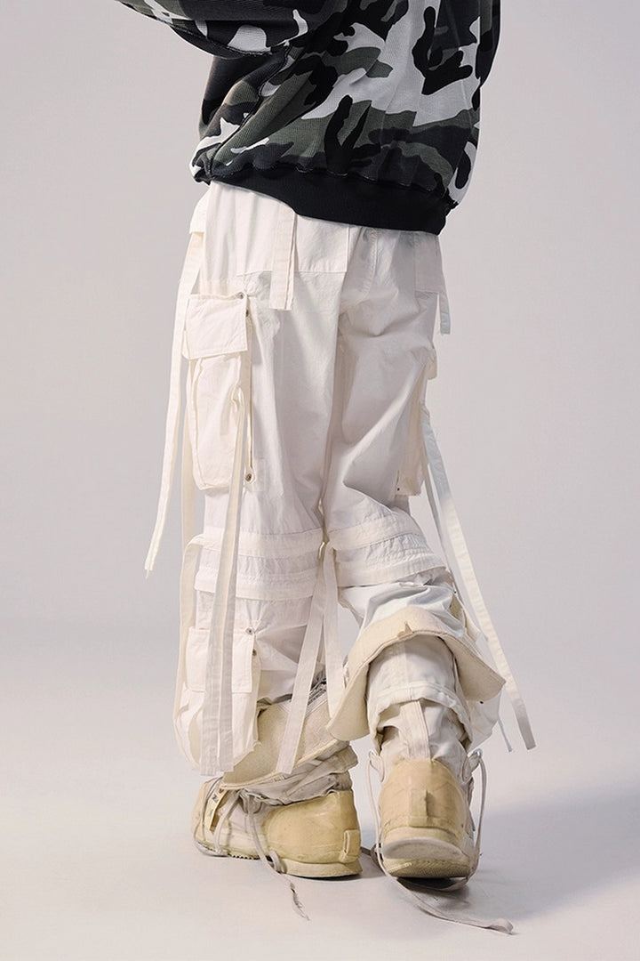 Strap Detail Wide Leg Cargo Pants