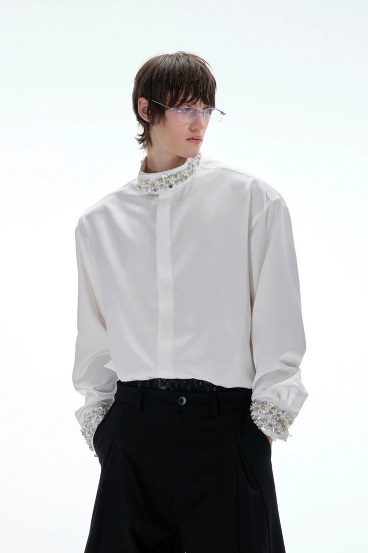 Rhinestone Satin Luxury Shirt