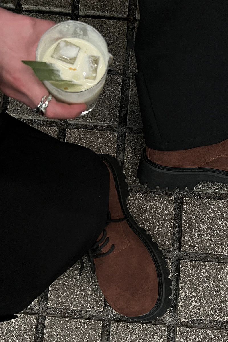 国内で当店のみ Hanqiaoriji - Suede Chunky Casual Derby Shoes 国内で当店のみ Hanqiaoriji - Suede Chunky Casual Derby Shoes