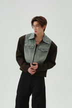 Color Block Vintage Denim Jacket