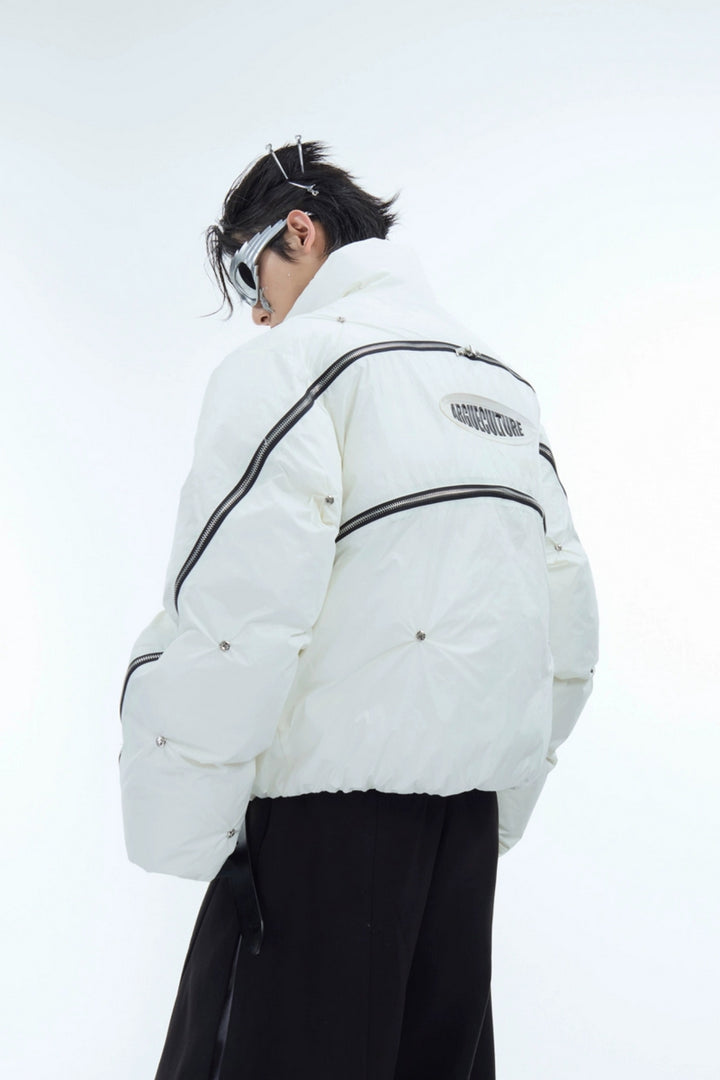 Multi-Zip Deconstructed Puffer Jacket