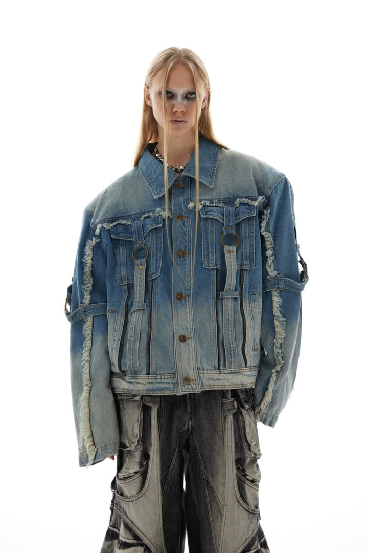 Distressed Gradient Denim Jacket