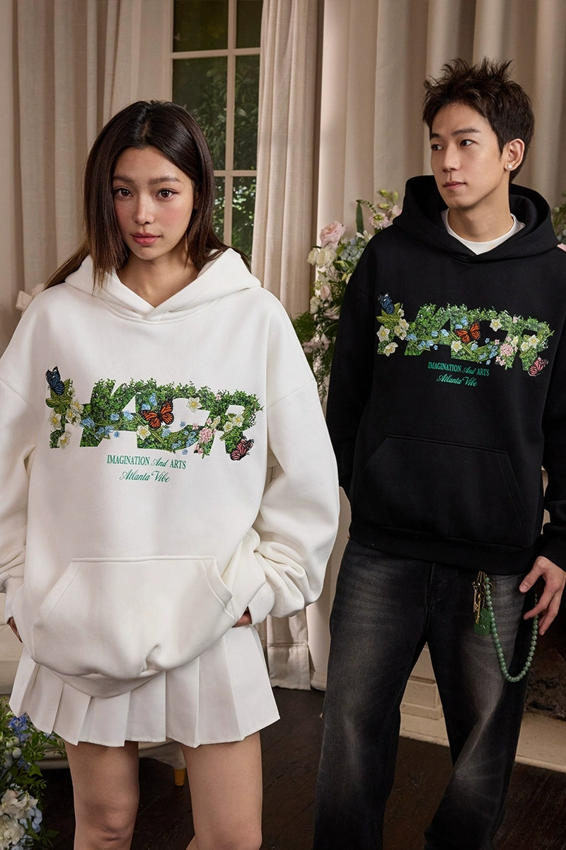 Butterfly Logo Loose Fleece Hoodie