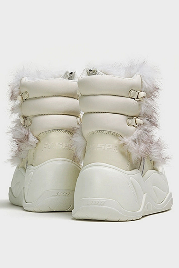 Beige Faux-Fur Snow Boots