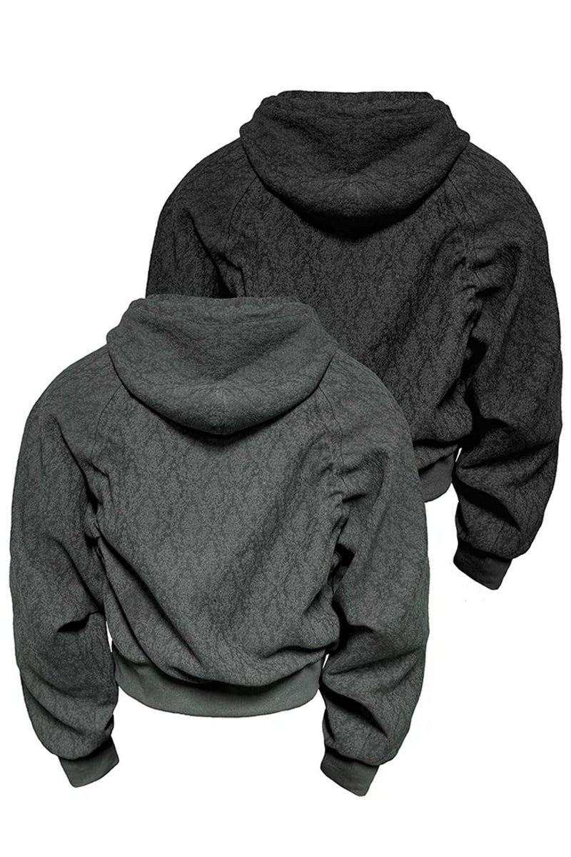 Textured Zipper Hoodie