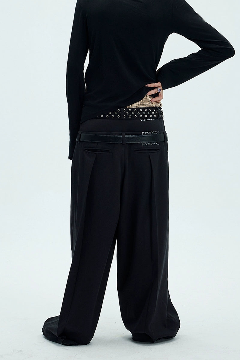 Double Waistband Baggy Trousers