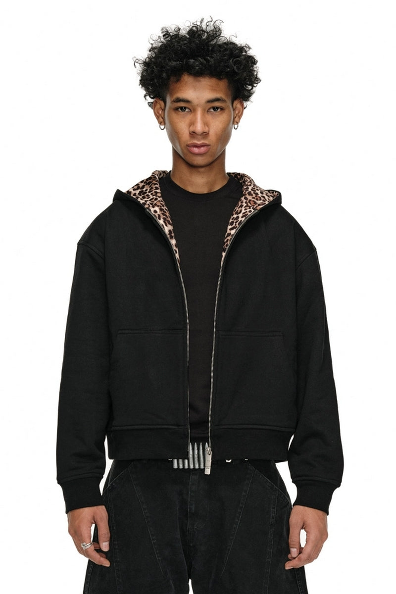 Heavyweight Zip Hoodie Leopard Lining