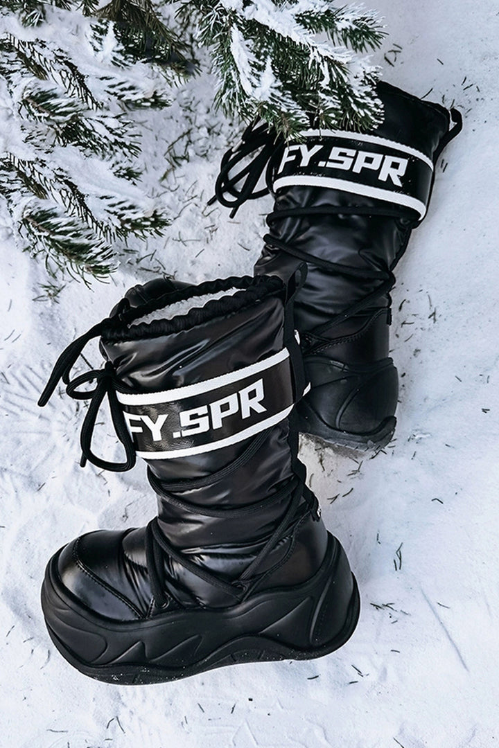 Black Waterproof Snow Boots