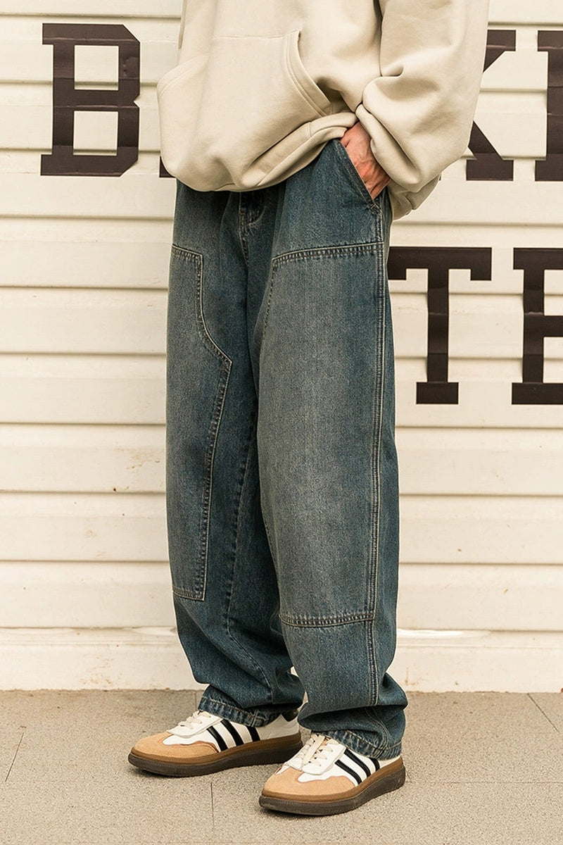 Washed Double-Knee Work Jeans